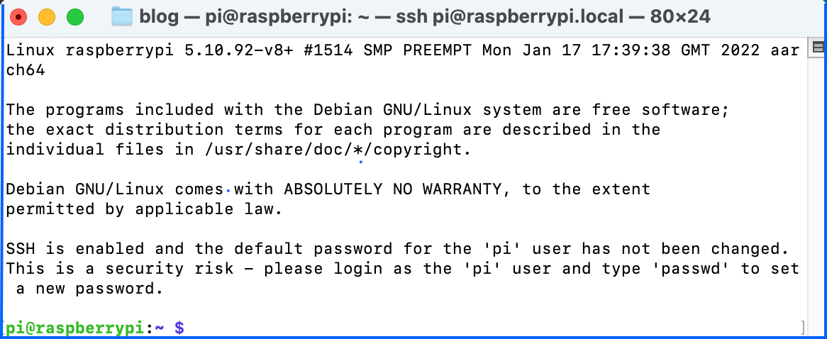ssh terminal window