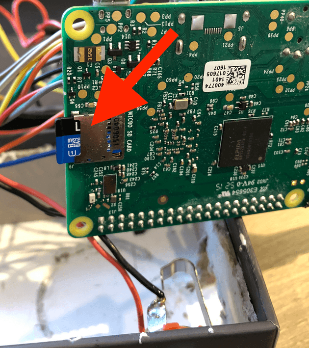 SD card inserted in Rpi
